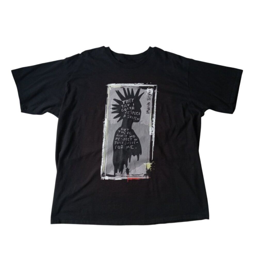 Punk Why Respect The System Anarchy Style Black Graphic Print Unisex T-Shirt 2XL